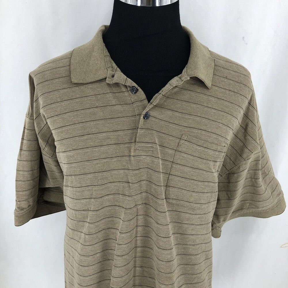 Van Heusen Brown Ran Striped Short Sleeve Polo Shirt XXXXL